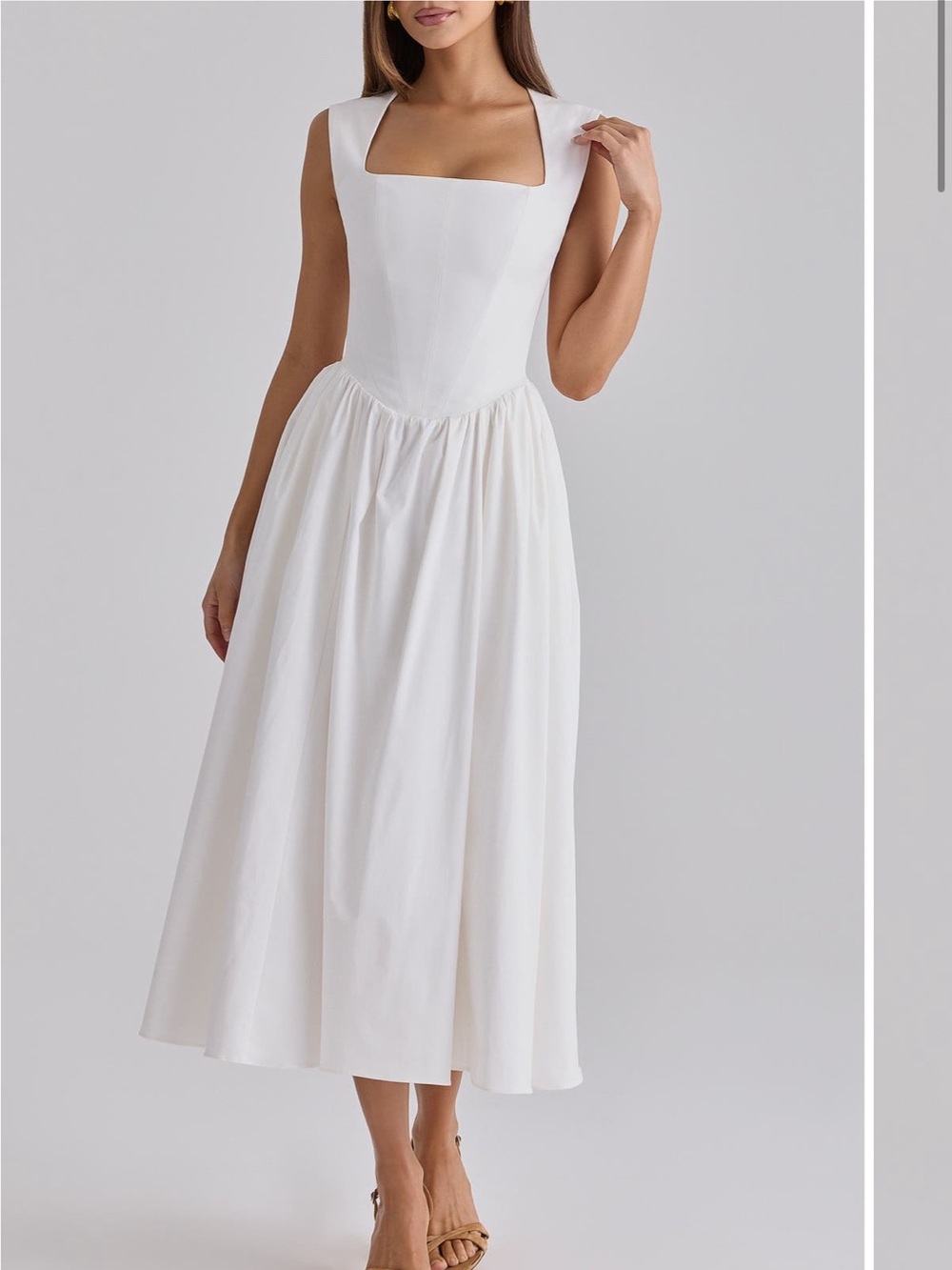 House of CB White Square-Neck Midi Dress
